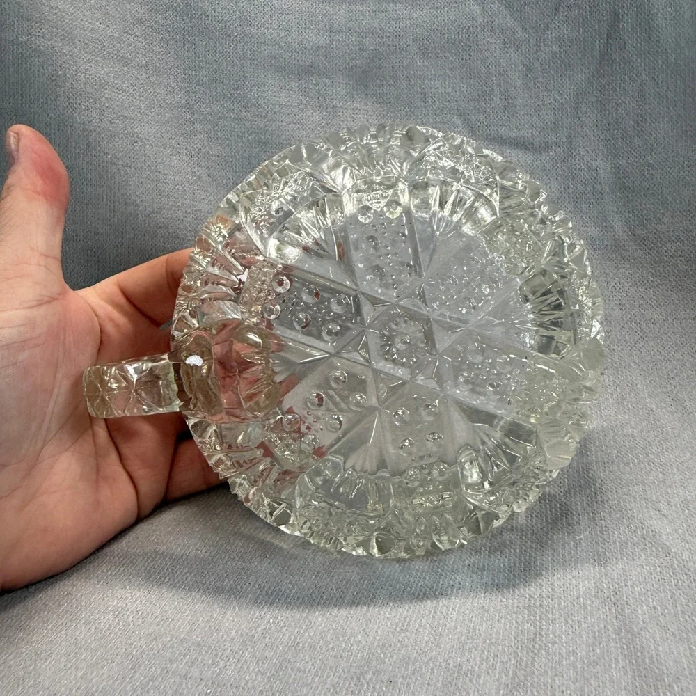 Unbranded Pressed Glass Nappy Bowl Unisex One Size Clear Vintage Sawtooth Edge